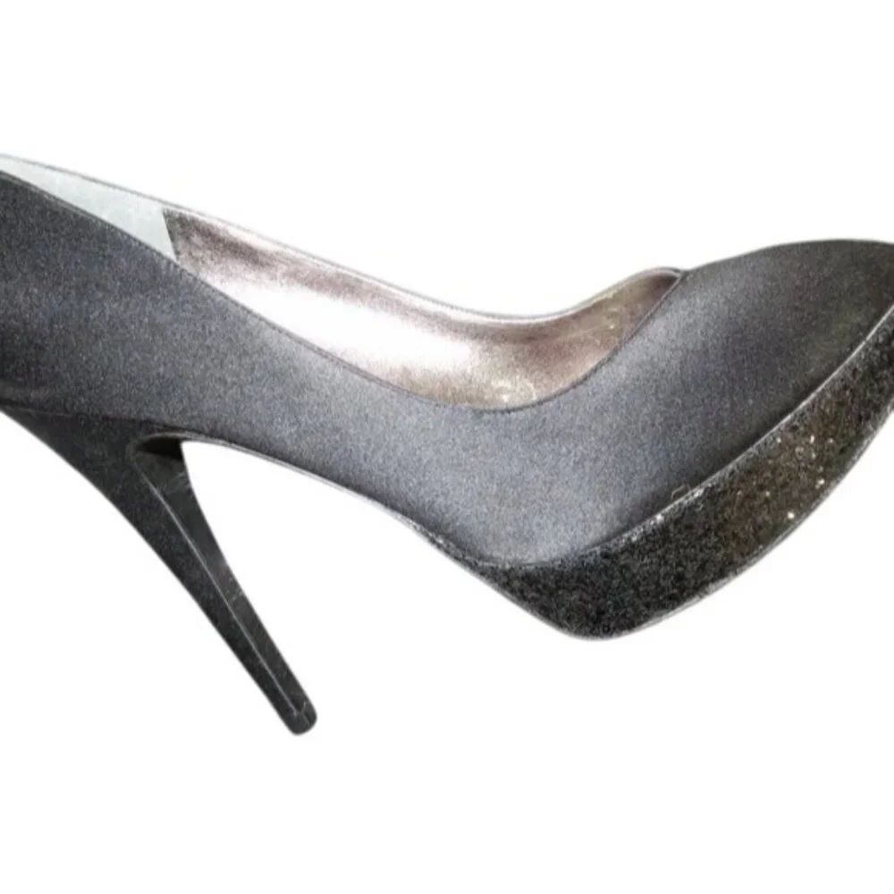 Nina Rinalda Platform Satin & Glitter Glam Pumps Heels Stilettos sz 8